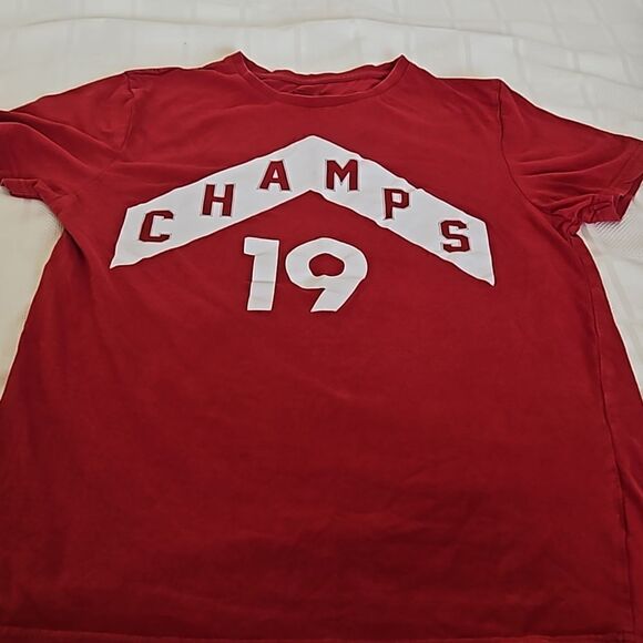 Champs Men's Cotton Logo Short Sleeves T-shirt Medium Ruby Red/White - Picture 15 of 16
